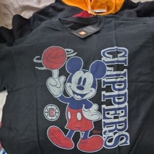 Disney Black Kids Mickey Mouse Clippers Graphic Tee with Red & Blue Accents